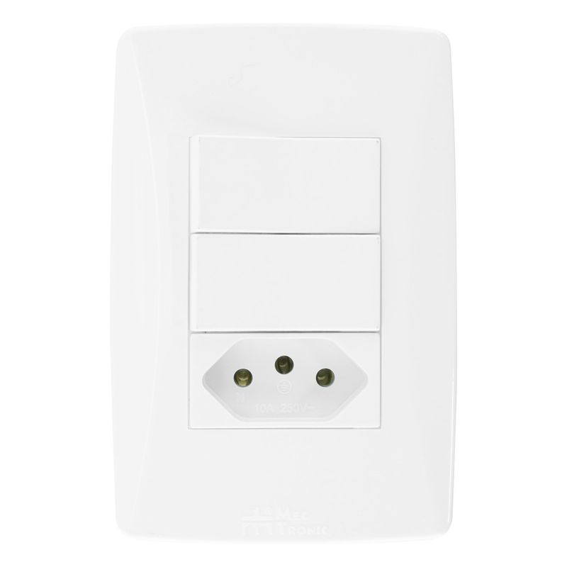 Interruptor1TeclaSimples+1TeclaParalela+1Tomada2pinos+TerraMec-TronicPetra-38954