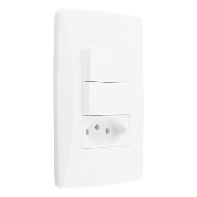 Interruptor1TeclaSimples+1TeclaParalela+1Tomada2pinos+TerraMec-TronicPetra-38955