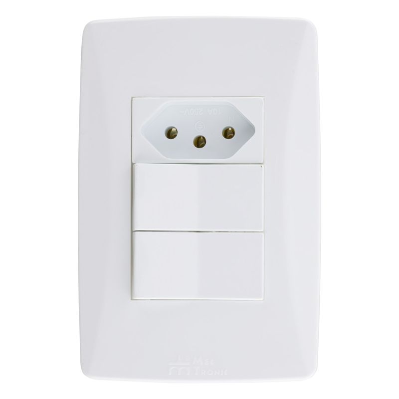 Interruptor2TeclasParalelas+1Tomada2pinos+TerraMec-TronicPetra-38960