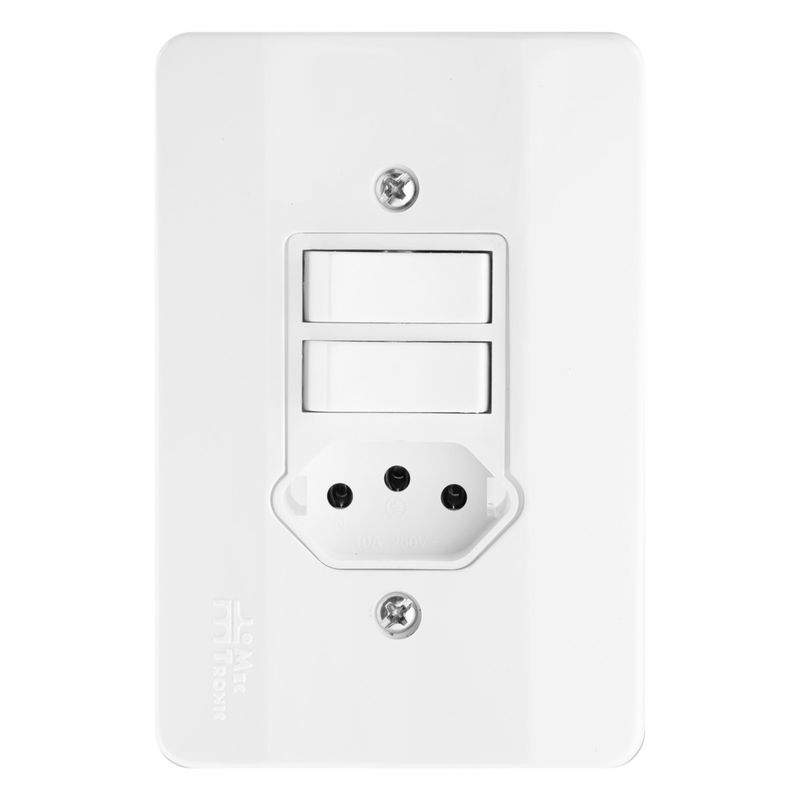 Interruptor2TeclaSimples+1Tomada2pinos+TerraMec-TronicMillenium-38994
