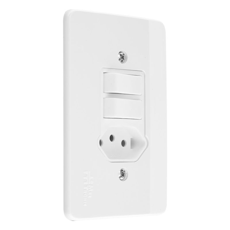 Interruptor2TeclaSimples+1Tomada2pinos+TerraMec-TronicMillenium-38995