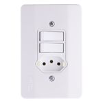 Interruptor2TeclasParalelas+1Tomada2pinos+TerraMec-TronicMillenium-39006