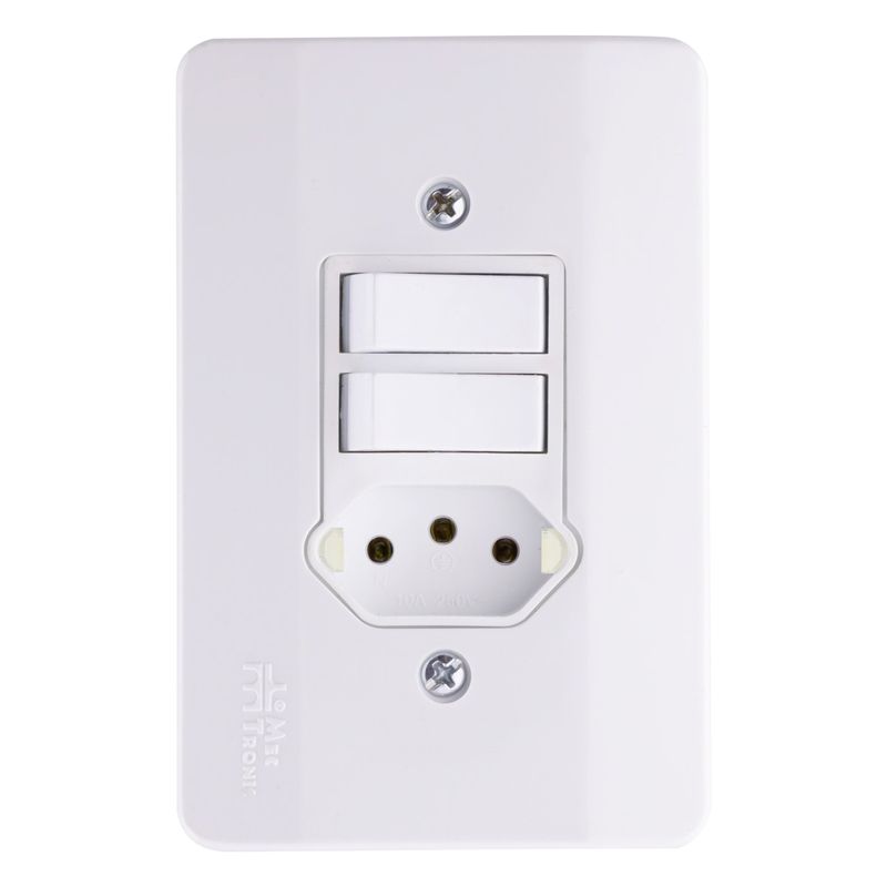Interruptor2TeclasParalelas+1Tomada2pinos+TerraMec-TronicMillenium-39006