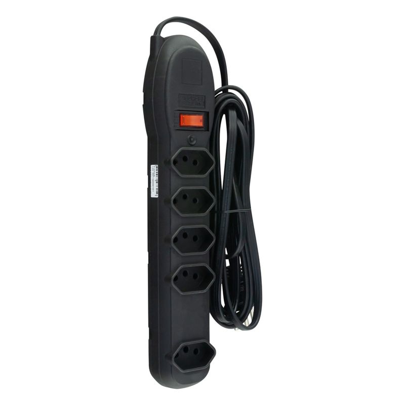 FiltrodeLinhaPreto5Tomadas3PinosForceLine3m10A-40210