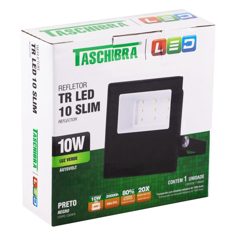 RefletordeLedPretoTaschibra10WLuzVerde-43819