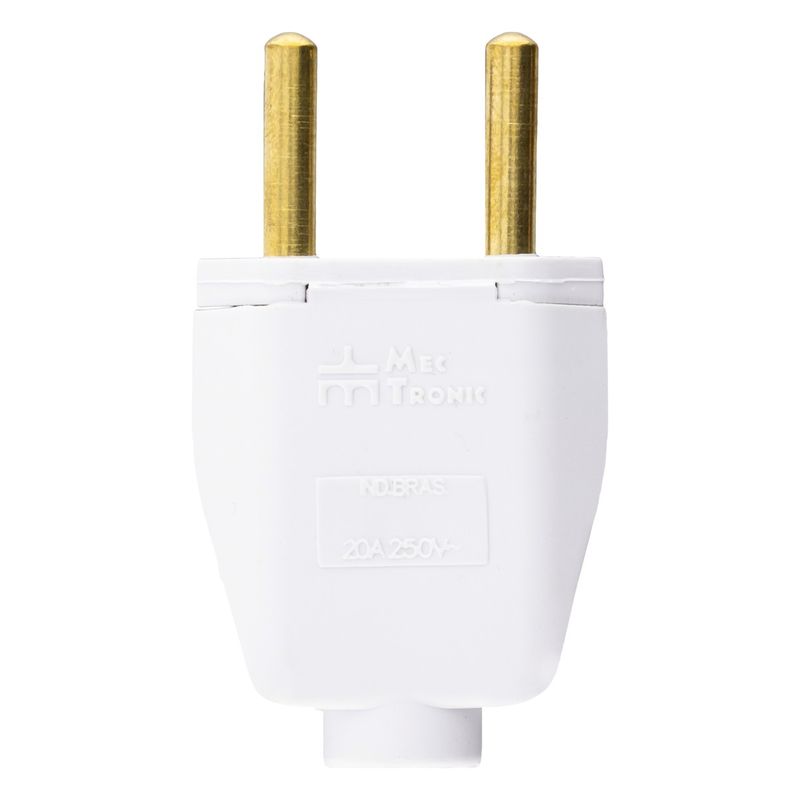 PlugueRetangularCinzaMec-Tronic2pinos20A-45025