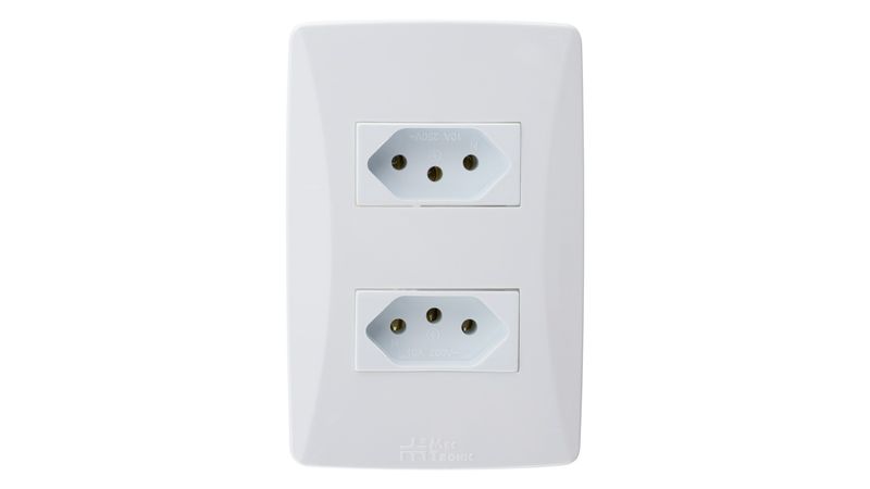 Tomada Dupla 2 pinos + Terra 10A Mec-Tronic Petra - Milium