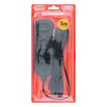 ExtensaoBipolar5TomadasPretaForceLine5m10A-53850