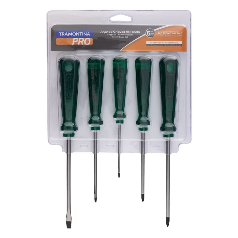 JogoChavedeFendaemAcoCromoVanadioTramontinaPro5pecas-60884