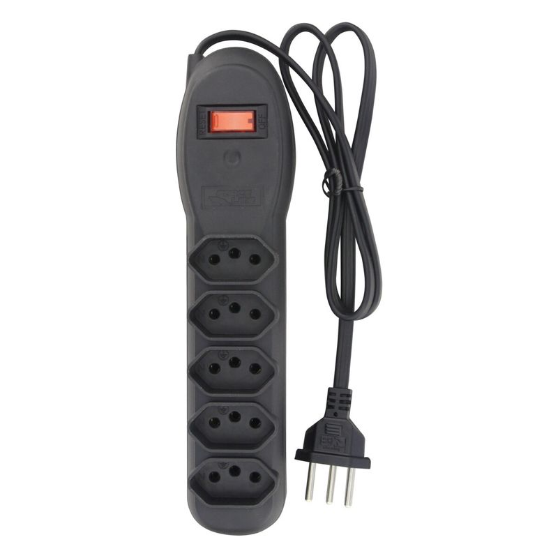 FiltrodeLinhaPreto5Tomadas3PinosForceLine10A-68197