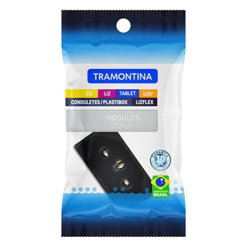 Modulo2Pinos+TerraGrafiteLizTramontina10A-72757