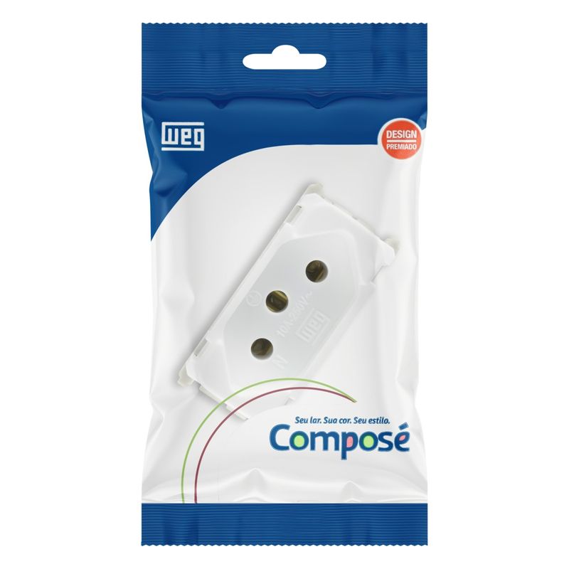 ModuloTomada2Pinos+TerraBrancaWegCompose10A-74943