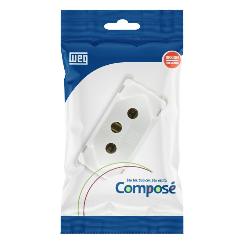 ModuloTomada2Pinos+TerraBrancaWegCompose20A-74949