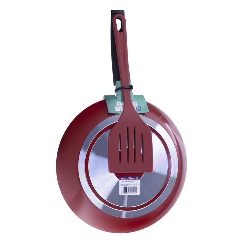 FrigideiraemAluminioAntiaderentecomEspatulaMultiflonVermelha24cm-75541
