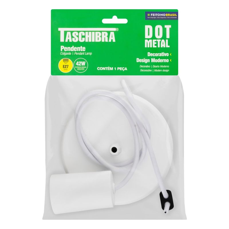 PendenteDotMetalBrancoTaschibra1xE27-66310