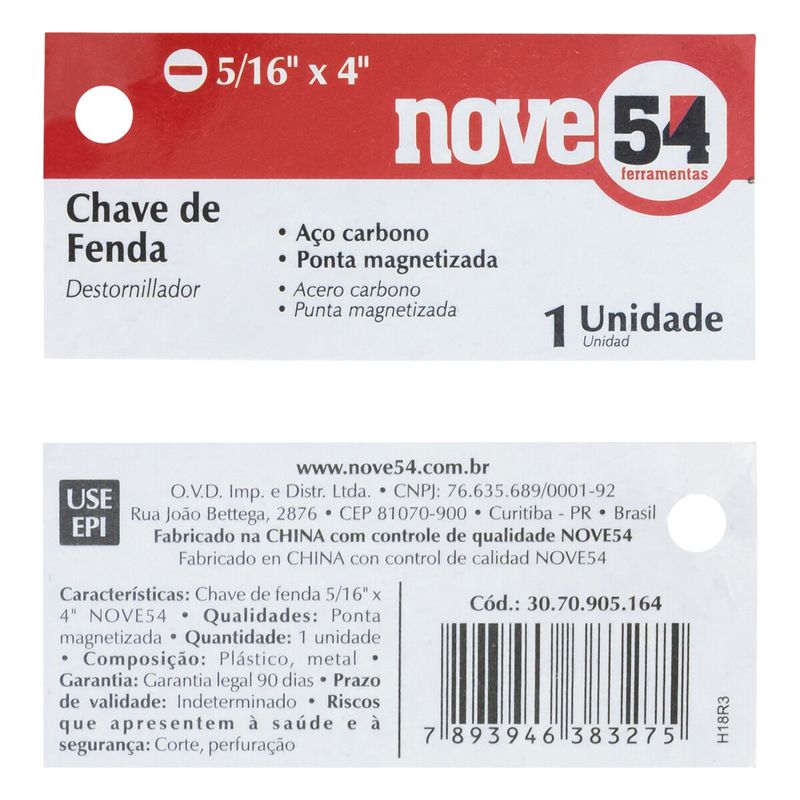 ChavedeFendaemAcoCarbonoNove545/16``x4``-70739
