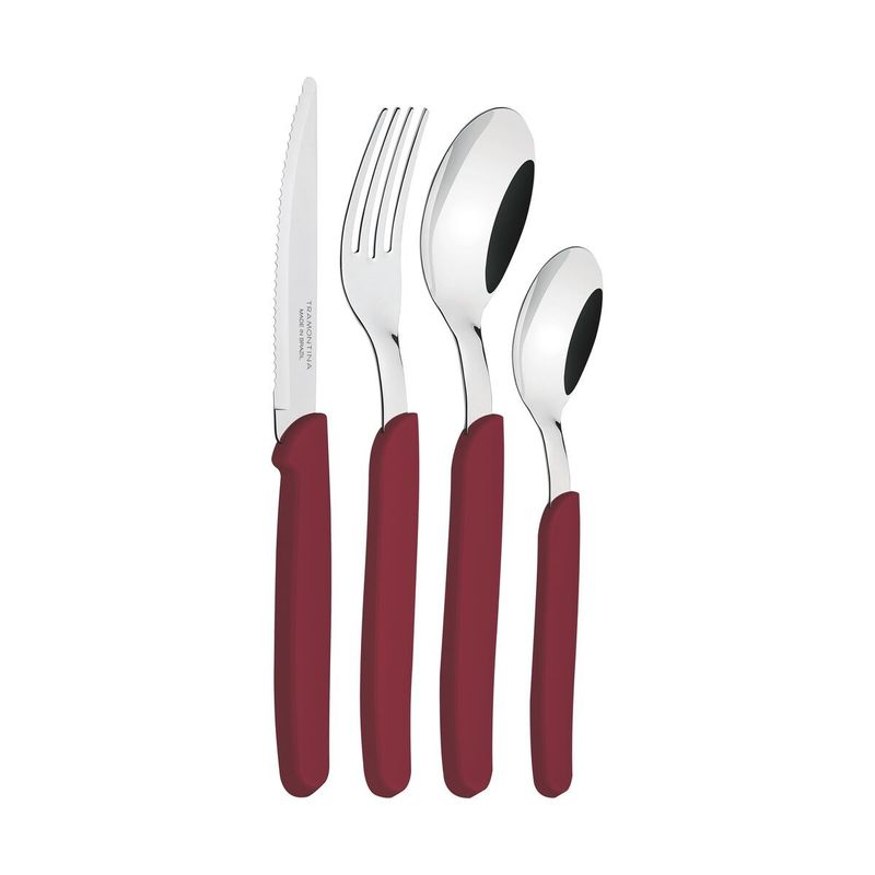 FaqueiroemAcoinoxcomCaboCarmimTramontinaCarmel24pecas-140150