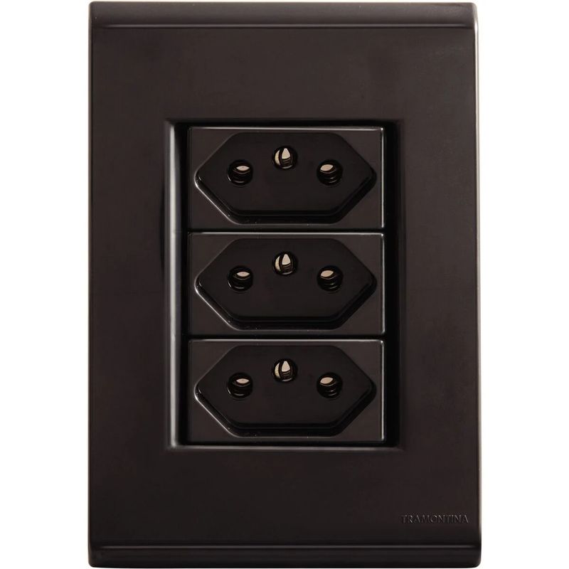 TomadaTripla2Pinos+TerraLizTramontina10AGrafite-151405