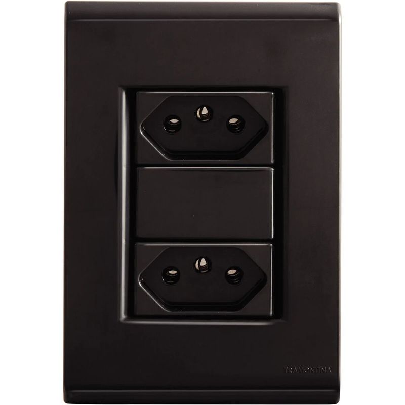 TomadaDupla2Pinos+TerraLizTramontina10AGrafite-151407