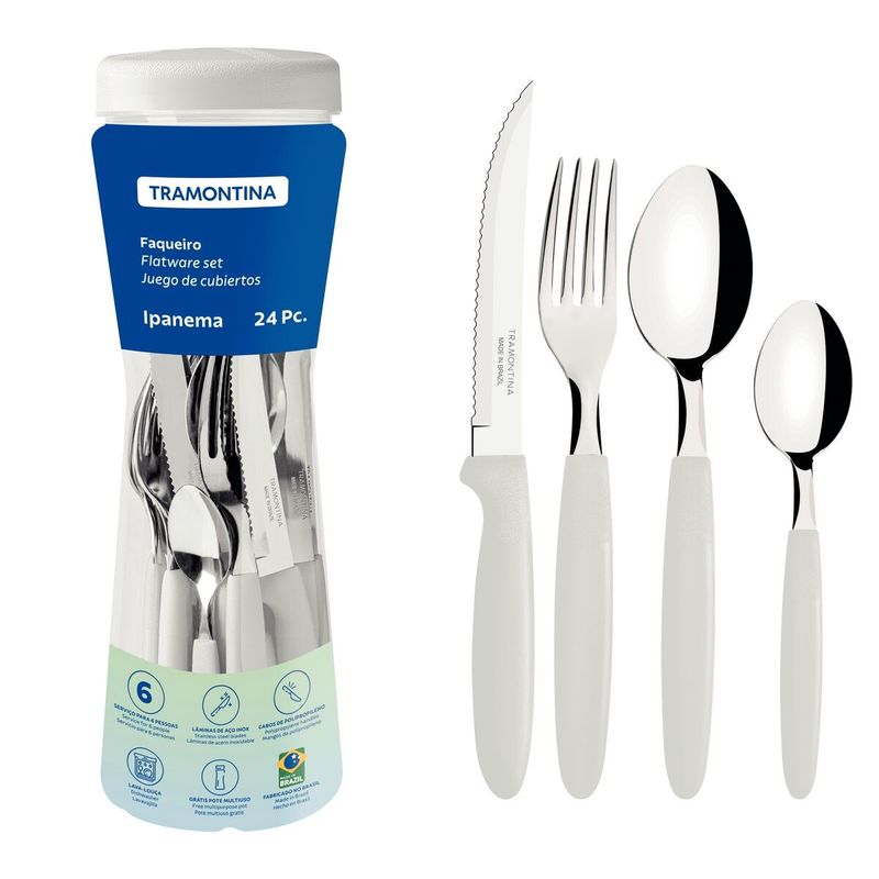 FaqueirodeInoxIpanemaBrancoTramontinacom24pecas-157627