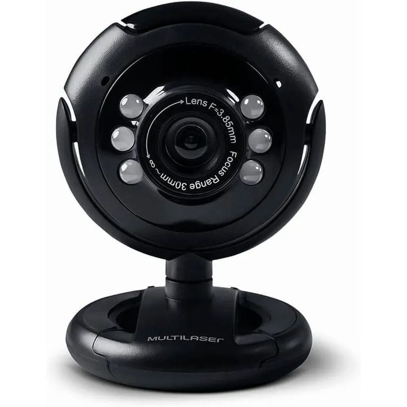 WebcamStandard480p30fpsMultilaserLedNoturnocomBotaoSnapshotMicrofoneConexaoUsb-152134