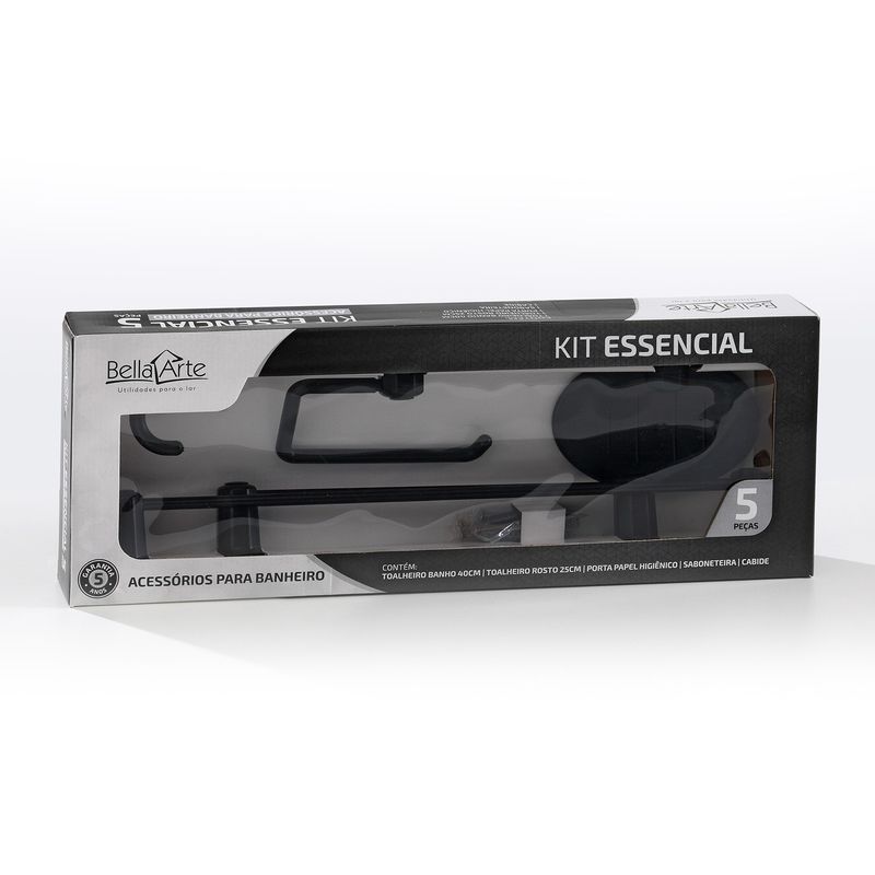 KitAcessoriosparaBanheiroPretoBellaArte5Pecas-166687