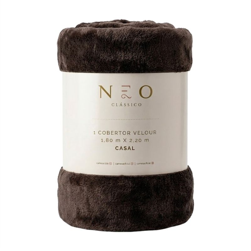 MantaCasalVelourMarromCamesa180cmx220cm-168978