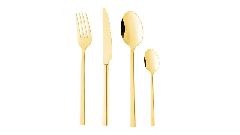 Faqueiro de Inox Firenze Dourado Wolff com 24 peças - Milium