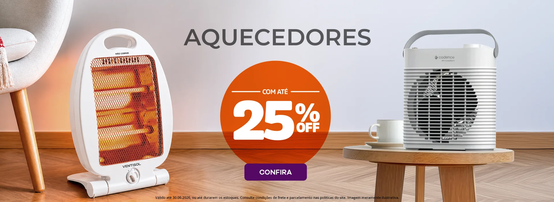 Aquecedores com até 25% OFF