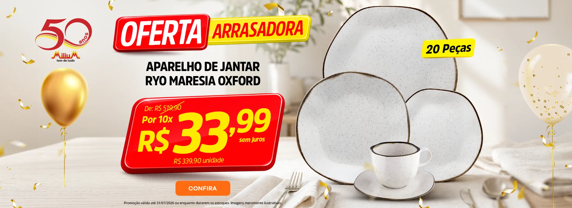 Aparelho de Jantar Ryo Maresia Oxford 20 peças