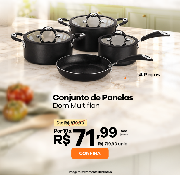 Conjunto de Panelas em Alumínio Antiaderente Dom Multiflon 4 peças
