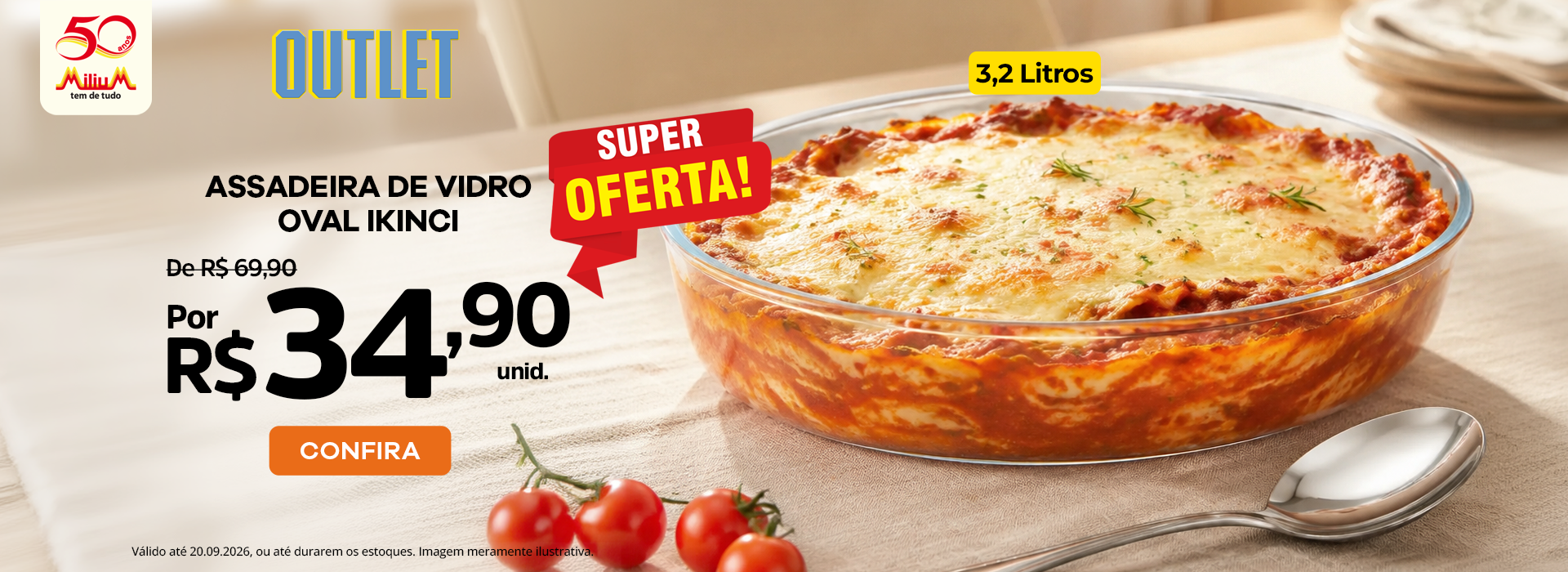 Assadeira de Vidro Oval Ikinci 3,2L